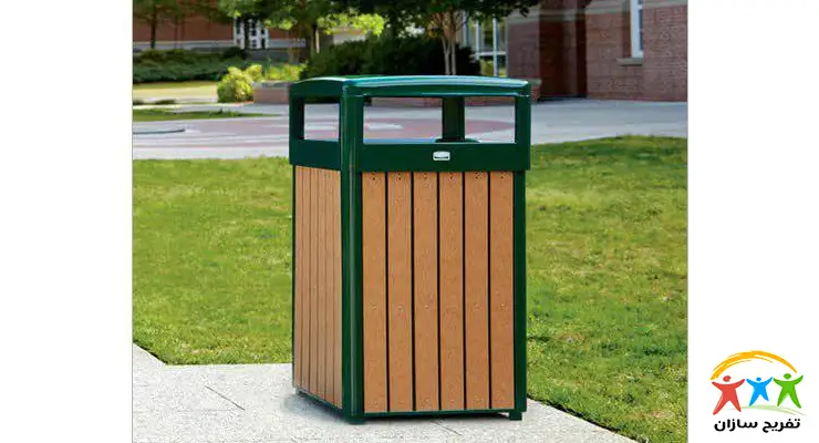 تصویر از سطل زباله پارکی موجود در فضای پارک