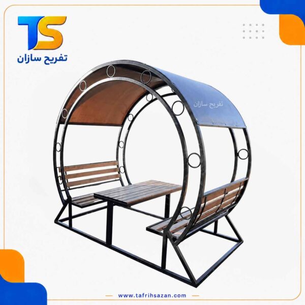الاچیق فلزی نیمکتی با میز